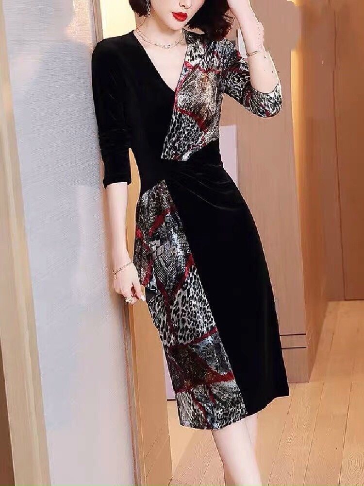 Đầm body Eo Bèo Phối Màu - HN935